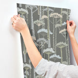 Unify Aqua Forest Wallpaper with Botanical Trees Motif, Bohemian Style - A-Street Prints 4146-27206