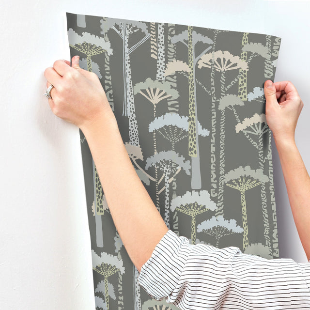 Unify Aqua Forest Wallpaper with Botanical Trees Motif, Bohemian Style - A-Street Prints 4146-27206