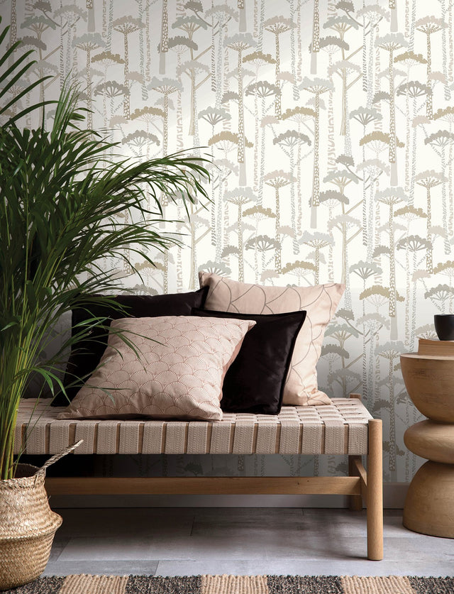 Unify Metallic Forest Wallpaper with Metallic Trees Motif - A-Street Prints 4146-27207