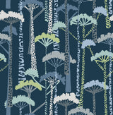 Unify Indigo Forest Wallpaper with Botanical Trees Motif, Bohemian Style - Brewster 4146-27208