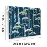Unify Indigo Forest Wallpaper with Botanical Trees Motif, Bohemian Style - Brewster 4146-27208