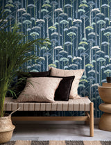 Unify Indigo Forest Wallpaper with Botanical Trees Motif, Bohemian Style - Brewster 4146-27208