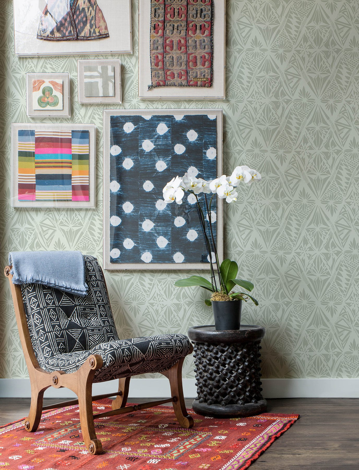 Urbane Sage Diamonds Wallpaper with Global Geometric Motif - A-Street Prints 4146-27209