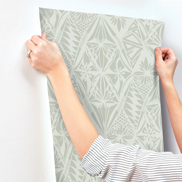 Urbane Sage Diamonds Wallpaper with Global Geometric Motif - A-Street Prints 4146-27209