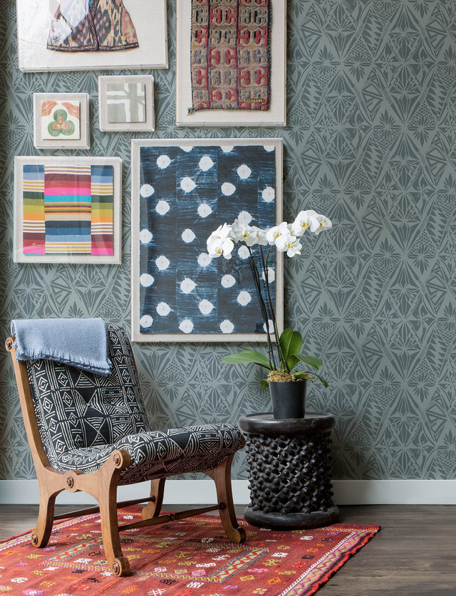 Urbane Denim Diamonds Wallpaper with Global Geometric Motif - A-Street Prints 4146-27213