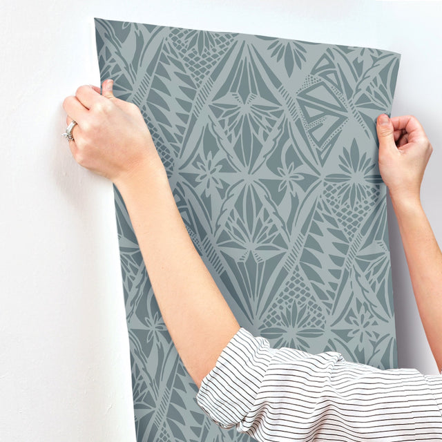Urbane Denim Diamonds Wallpaper with Global Geometric Motif - A-Street Prints 4146-27213