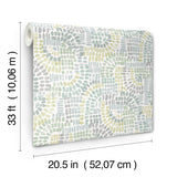 Wanderer Aquamarine Mosaic Wallpaper with Geometric Bohemian Motif - A?Street Prints 4146-27214