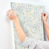 Wanderer Aquamarine Mosaic Wallpaper with Geometric Bohemian Motif - A?Street Prints 4146-27214
