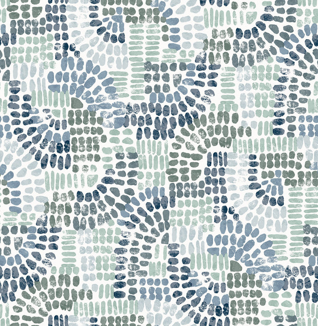 Wanderer Blueberry Mosaic Wallpaper with Bohemian Geometric Pattern - A-Street Prints 4146-27215