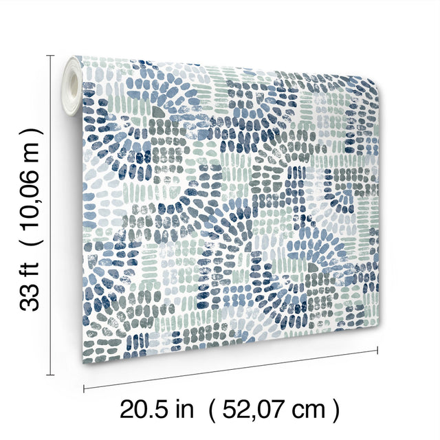 Wanderer Blueberry Mosaic Wallpaper with Bohemian Geometric Pattern - A-Street Prints 4146-27215