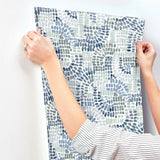 Wanderer Blueberry Mosaic Wallpaper with Bohemian Geometric Pattern - A-Street Prints 4146-27215