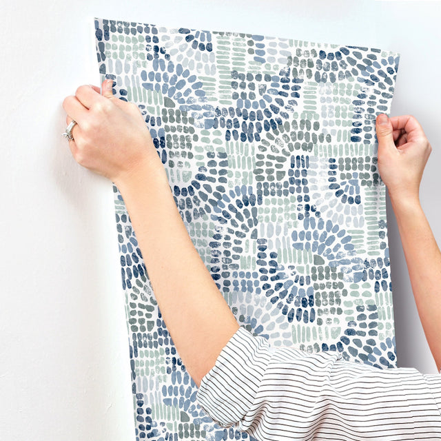 Wanderer Blueberry Mosaic Wallpaper with Bohemian Geometric Pattern - A-Street Prints 4146-27215