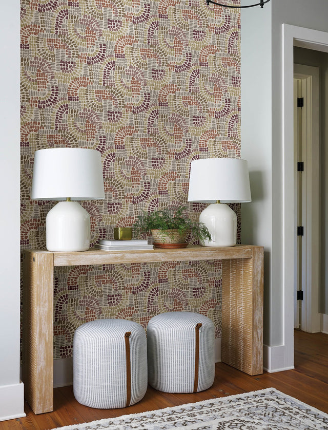 Wanderer Multicolor Mosaic Wallpaper with Bohemian Geometric Pattern - A-Street Prints 4146-27216