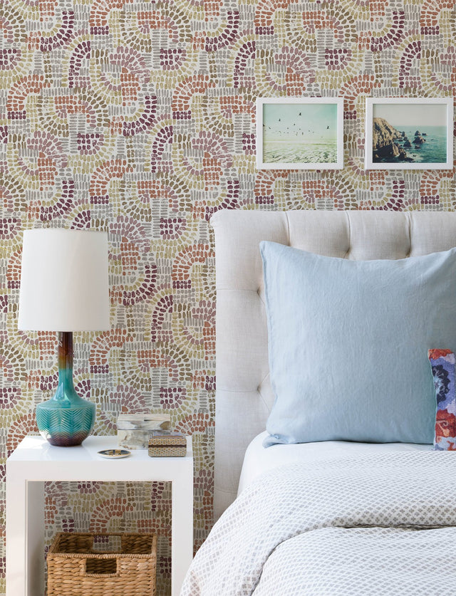 Wanderer Multicolor Mosaic Wallpaper with Bohemian Geometric Pattern - A-Street Prints 4146-27216