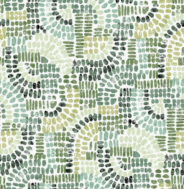 Wanderer Evergreen Mosaic Wallpaper with Bohemian Geometric Pattern - A-Street Prints 4146-27217
