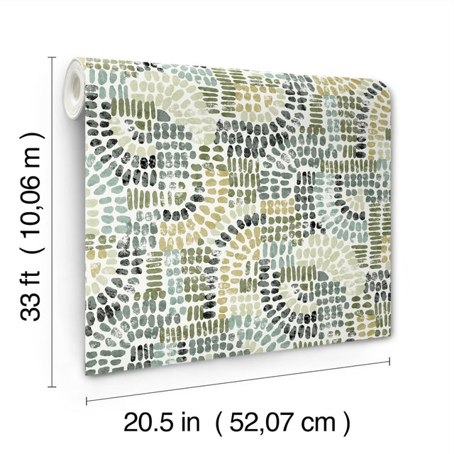 Wanderer Evergreen Mosaic Wallpaper with Bohemian Geometric Pattern - A-Street Prints 4146-27217