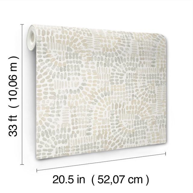Wanderer Dove Mosaic Wallpaper with Geometric Bohemian Pattern - Brewster 4146-27218