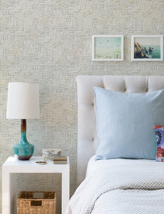 Wanderer Dove Mosaic Wallpaper with Geometric Bohemian Pattern - Brewster 4146-27218