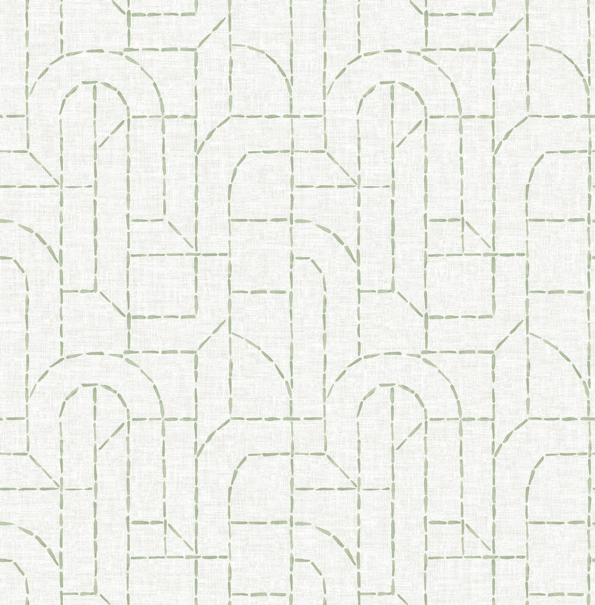 Integrity Light Green Arched Outlines Wallpaper with Modern Geometric Pattern - Brewster 4146-27220