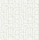Integrity Light Green Arched Outlines Wallpaper with Modern Geometric Pattern - Brewster 4146-27220