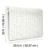 Integrity Light Green Arched Outlines Wallpaper with Modern Geometric Pattern - Brewster 4146-27220