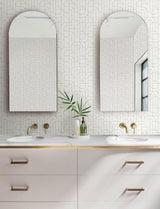 Integrity Light Green Arched Outlines Wallpaper with Modern Geometric Pattern - Brewster 4146-27220