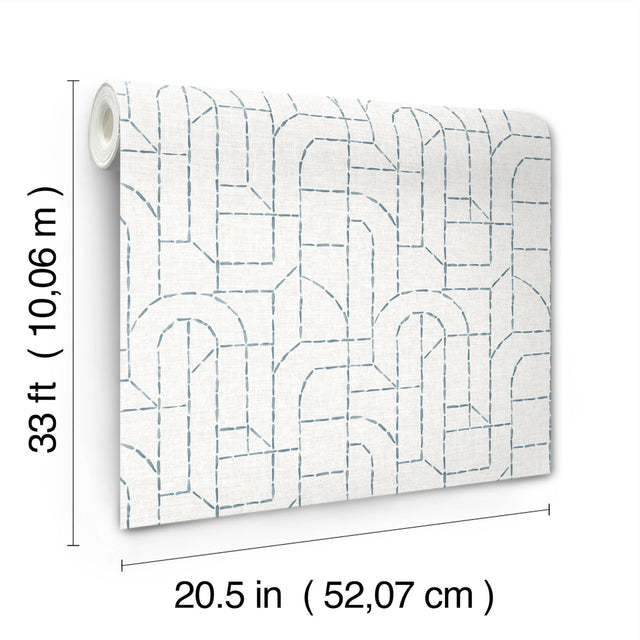 Integrity Blue Arched Outlines Wallpaper with Modern Geometric Pattern - A-Street Prints 4146-27222