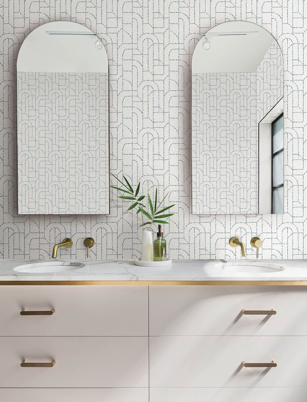 Integrity Blue Arched Outlines Wallpaper with Modern Geometric Pattern - A-Street Prints 4146-27222