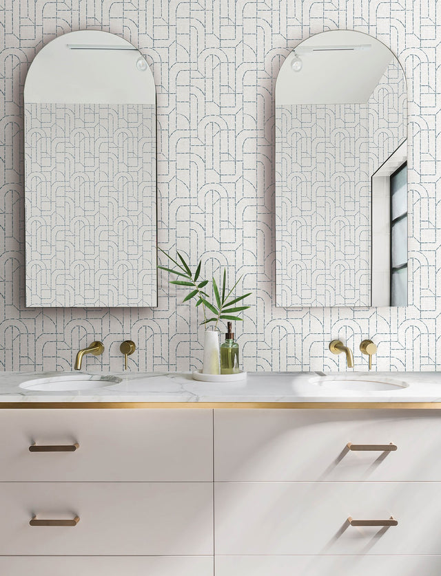 Integrity Blue Arched Outlines Wallpaper with Modern Geometric Pattern - A-Street Prints 4146-27222