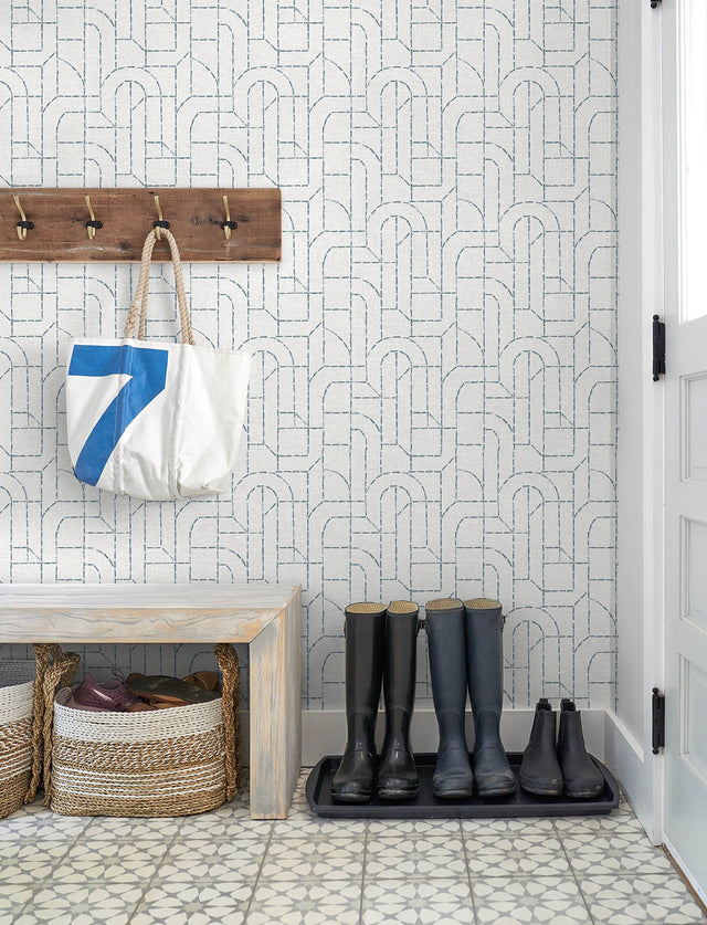 Integrity Blue Arched Outlines Wallpaper with Modern Geometric Pattern - A-Street Prints 4146-27222
