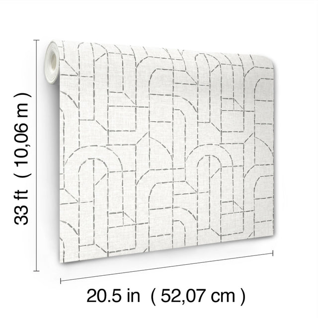 Integrity Grey Arched Outlines Wallpaper with Modern Geometric Pattern - Brewster 4146-27223