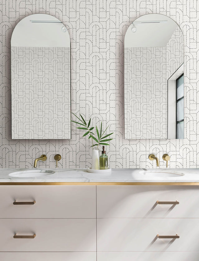 Integrity Grey Arched Outlines Wallpaper with Modern Geometric Pattern - Brewster 4146-27223