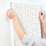 Integrity Grey Arched Outlines Wallpaper with Modern Geometric Pattern - Brewster 4146-27223