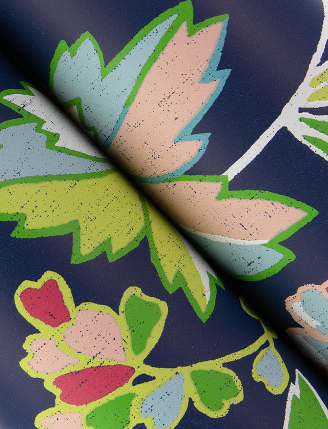 Valdivian Fuchsia Floral Wallpaper Navy Ground with Botanical Flowers - A?Street Prints 4146-27224