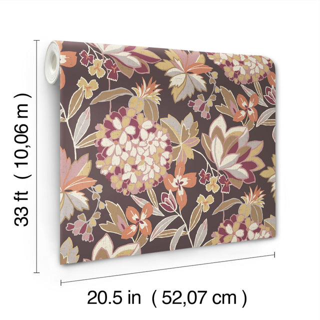 Valdivian Honey Floral Wallpaper with Bohemian Botanical Flowers - A-Street Prints 4146-27225