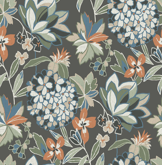 Valdivian Moss Floral Wallpaper with Botanical Hydrangea Motif - A-Street Prints 4146-27226