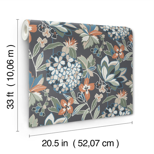 Valdivian Moss Floral Wallpaper with Botanical Hydrangea Motif - A-Street Prints 4146-27226