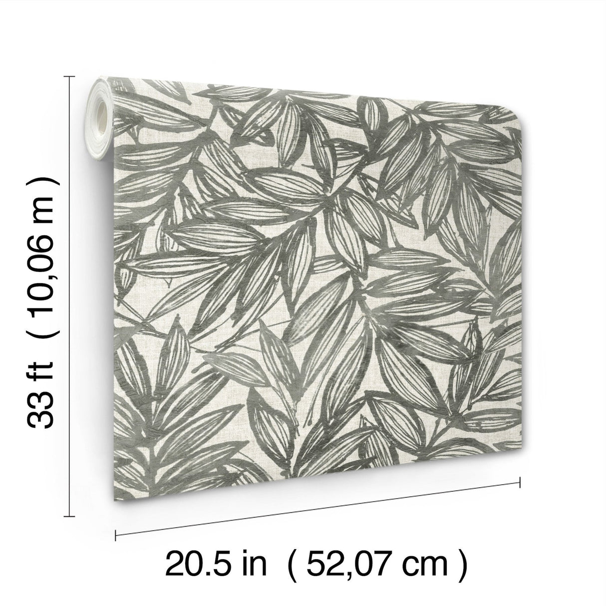 Rhythmic Charcoal Leaf Wallpaper with Botanical Leaf Motif, Farmhouse Style - A-Street Prints 4146-27229
