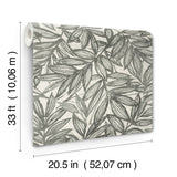 Rhythmic Charcoal Leaf Wallpaper with Botanical Leaf Motif, Farmhouse Style - A-Street Prints 4146-27229