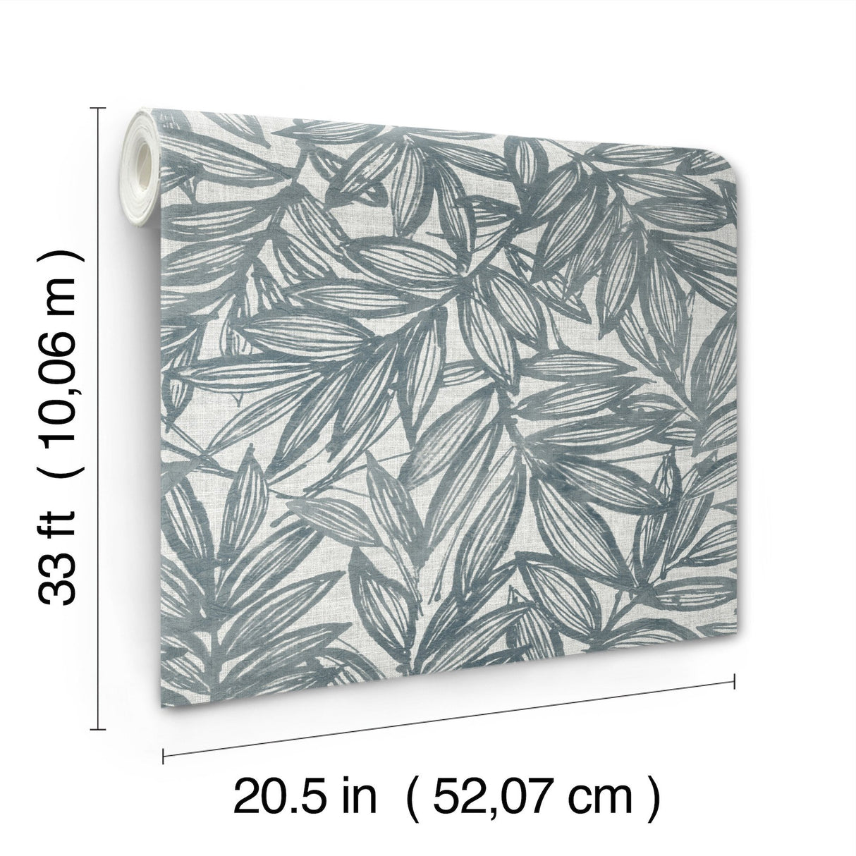 Rhythmic Denim Leaf Wallpaper with Botanical Leaves Motif, Farmhouse Style - A-Street Prints 4146-27230