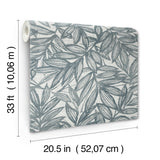 Rhythmic Denim Leaf Wallpaper with Botanical Leaves Motif, Farmhouse Style - A-Street Prints 4146-27230