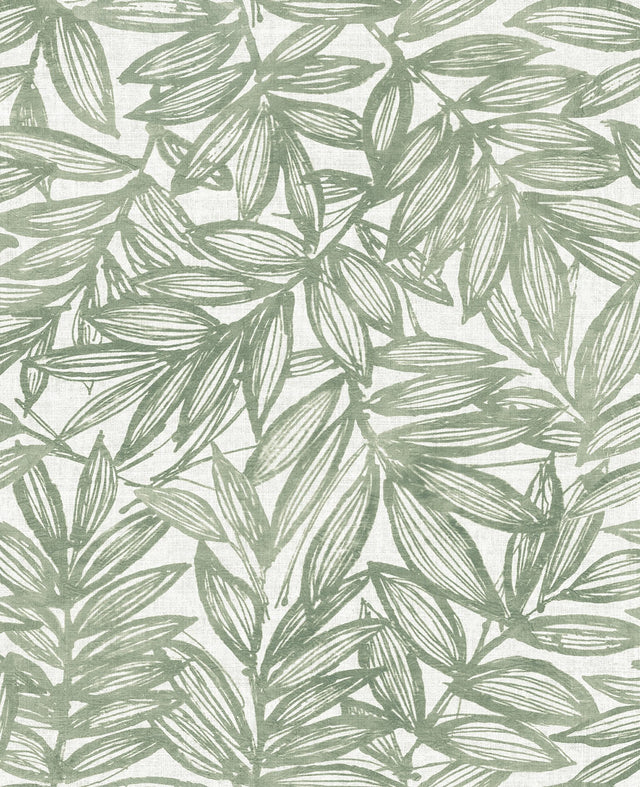 Rhythmic Sage Leaf Wallpaper with Farmhouse Botanical Leaves Pattern - A-Street Prints 4146-27231