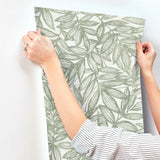 Rhythmic Sage Leaf Wallpaper with Farmhouse Botanical Leaves Pattern - A-Street Prints 4146-27231