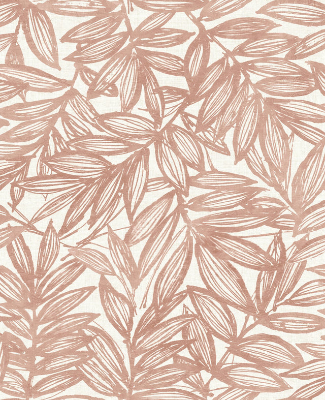 Rhythmic Coral Leaf Wallpaper with Textured Botanical Leaf Pattern - A-Street Prints 4146-27232