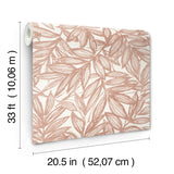 Rhythmic Coral Leaf Wallpaper with Textured Botanical Leaf Pattern - A-Street Prints 4146-27232