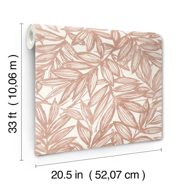 Rhythmic Coral Leaf Wallpaper with Textured Botanical Leaf Pattern - A-Street Prints 4146-27232