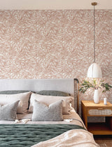 Rhythmic Coral Leaf Wallpaper with Textured Botanical Leaf Pattern - A-Street Prints 4146-27232