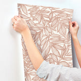Rhythmic Coral Leaf Wallpaper with Textured Botanical Leaf Pattern - A-Street Prints 4146-27232