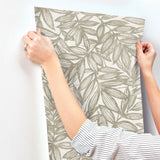 Rhythmic Taupe Leaf Wallpaper with Raised Ink Textured Botanical Leaves - A-Street Prints 4146-27233