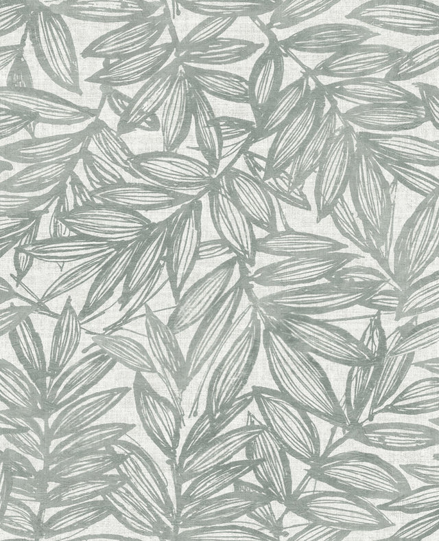 Rhythmic Grey Leaf Wallpaper with Botanical Leaves Motif, Farmhouse Style - A-Street Prints 4146-27234